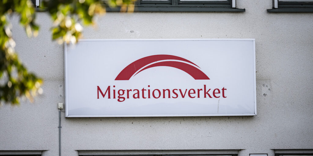 Skylt utanför Migrationsverket på Jägersrovägen 160 i Malmö 
